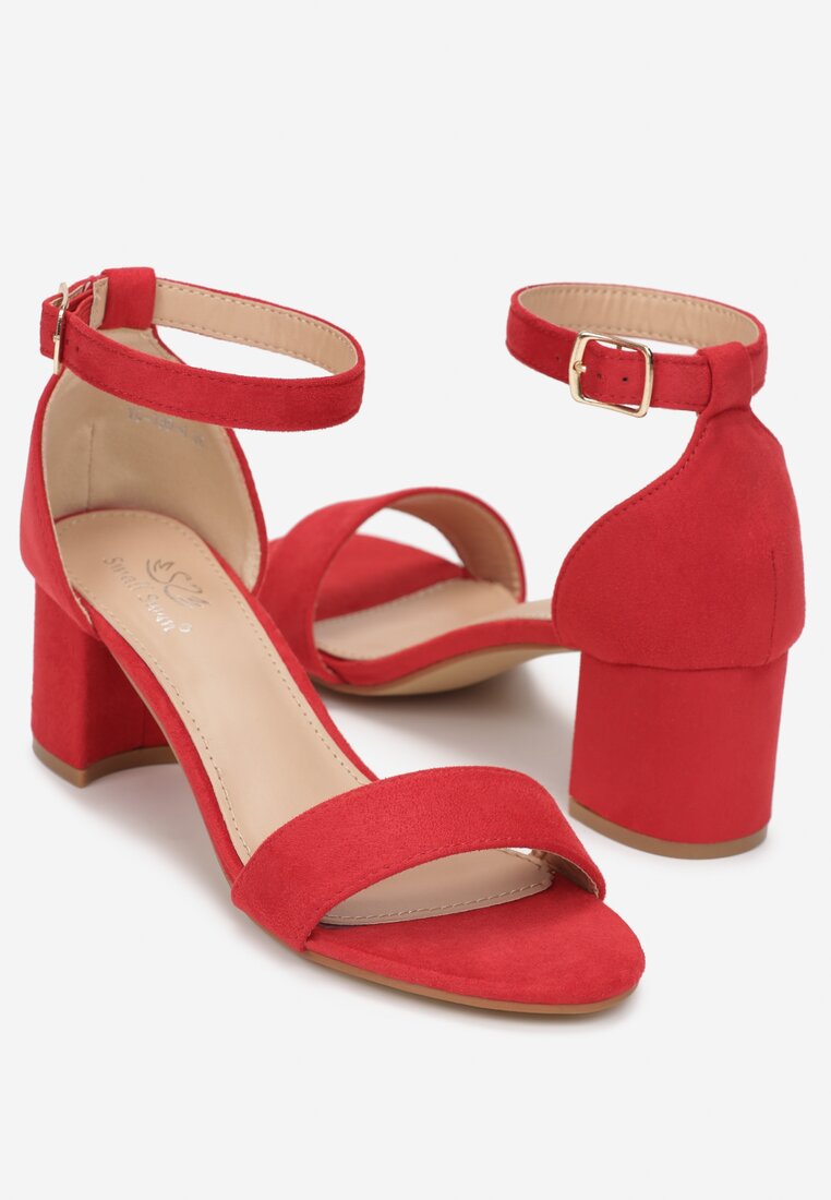 Czerwone Sandały z Otwartym Noskiem na Słupku Anoushka