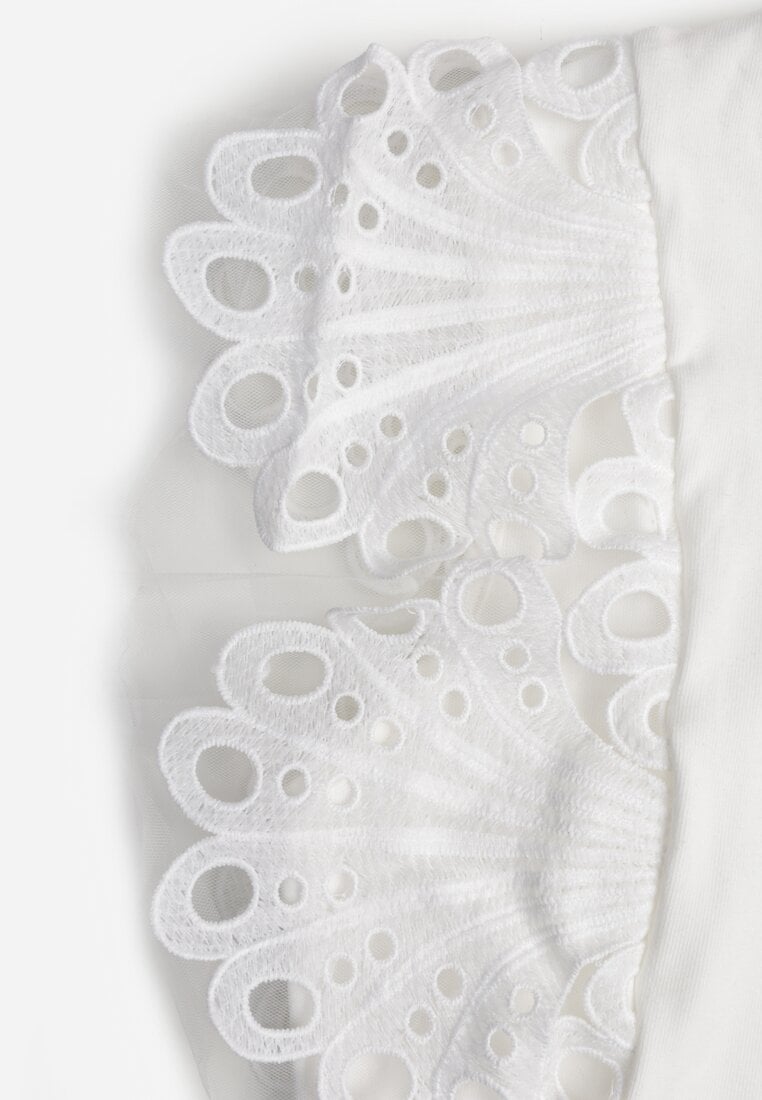 Biały Top z Bawełny z Ozdobną Koronką  Adexis