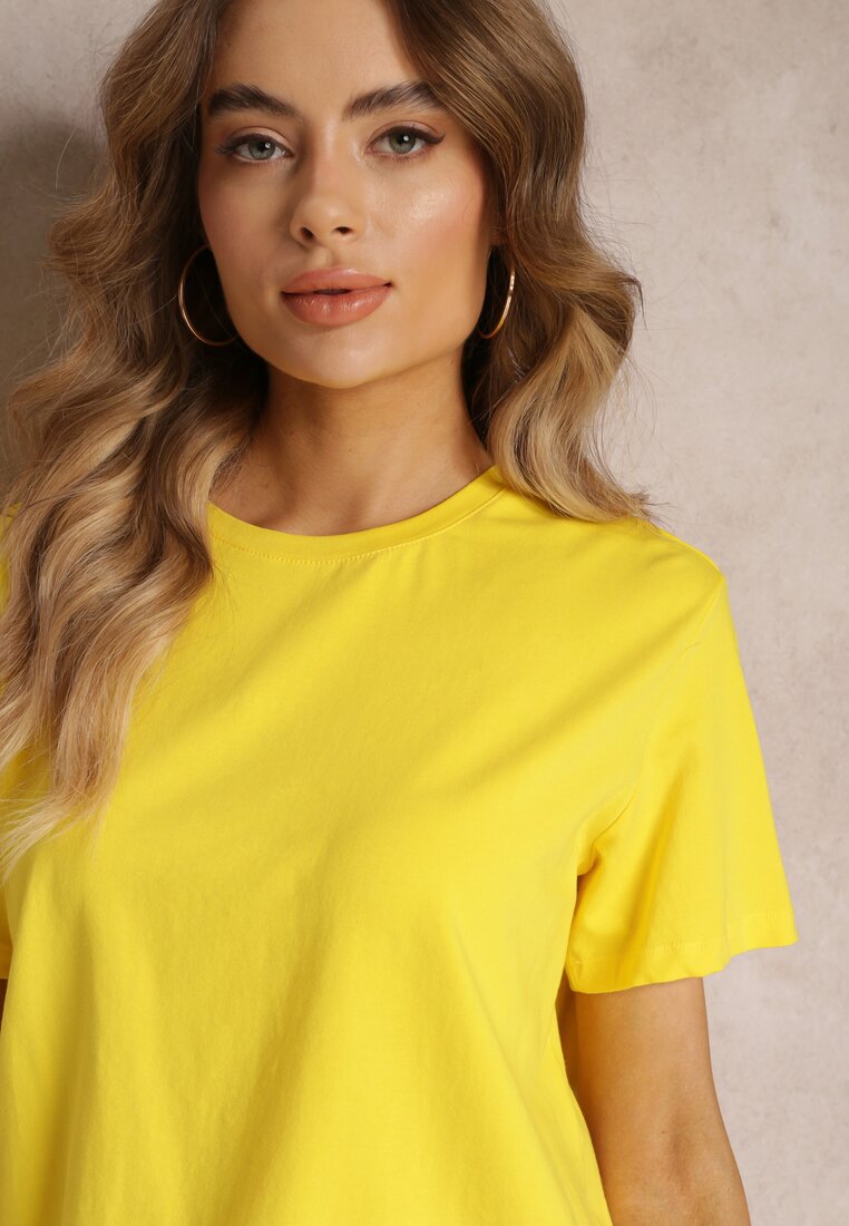 Żółty T-shirt z Krótkim Rękawem i Okrągłym Dekoltem Volksa