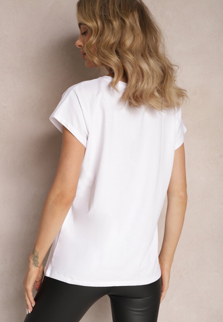 Biały T-shirt z Krótkim Rękawem Bawełniany Telarosa