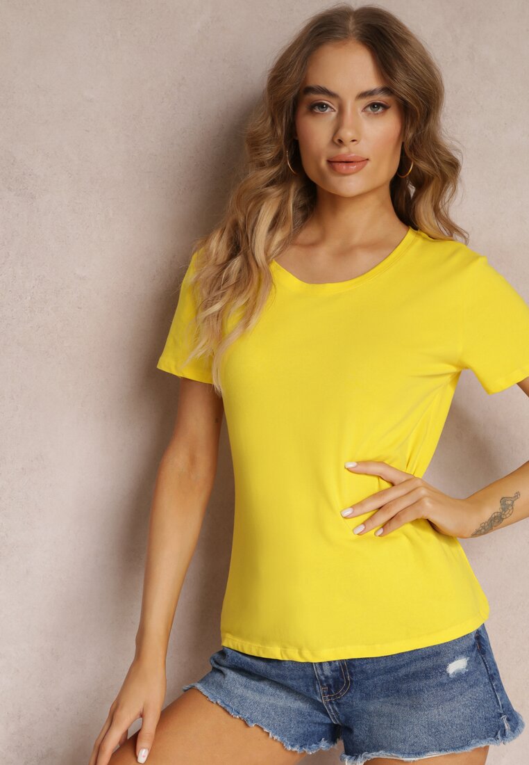 Żółty Bawełniany T-shirt Melinthe