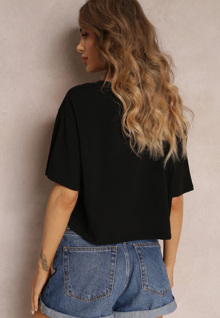 Tricou Negru Cropped Oversize Brighta