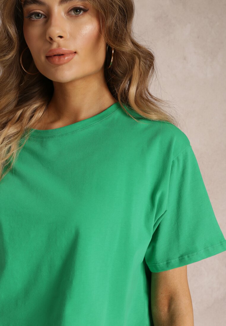 Zielony T-shirt o Fasonie Cropped Oversize Brighta