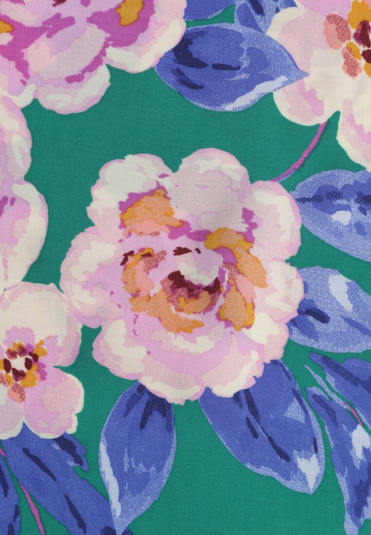 Zielona Rozkloszowana Sukienka Maxi z Gumkami w Talii i Falbankami Tayte