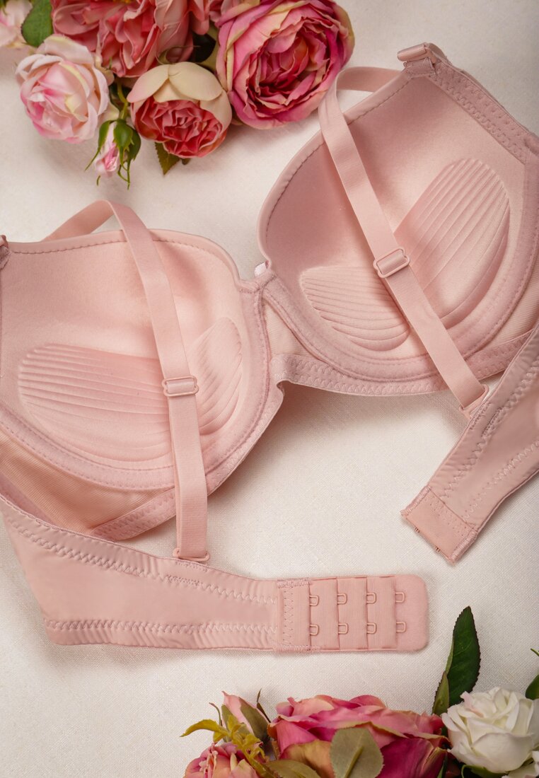 Sutien Push Up Roz Arqdara cu Inserții Metalice cu Pietre Strass