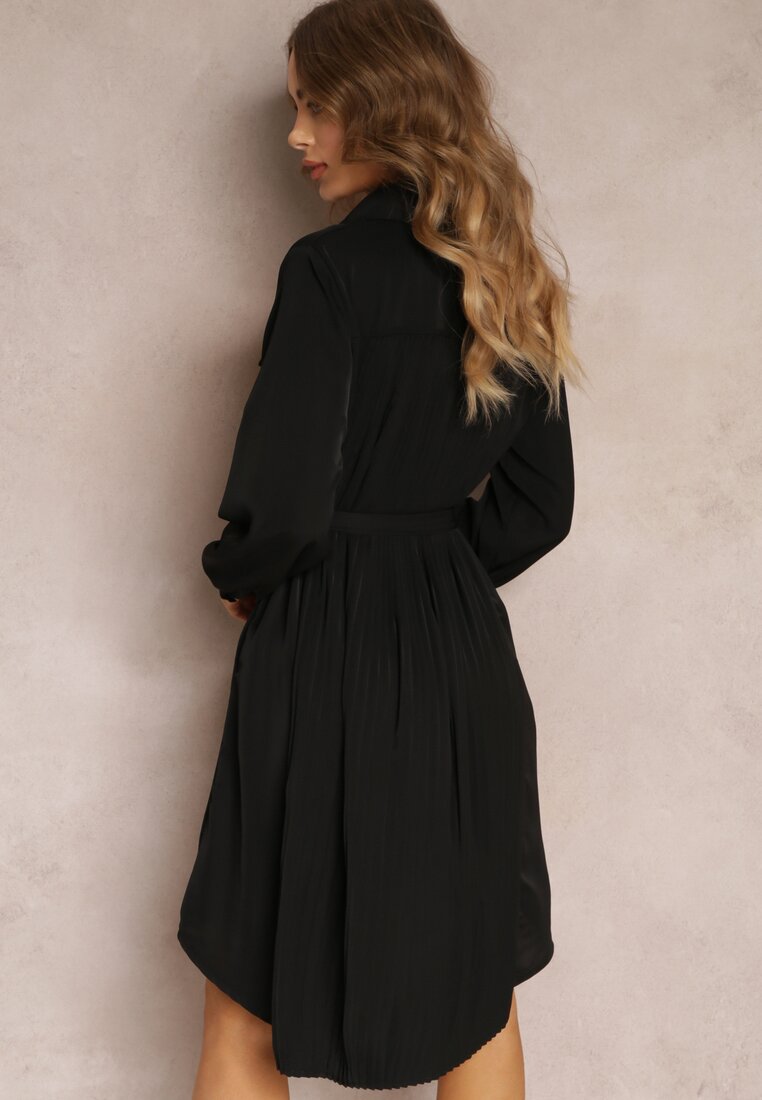Rochie Cămașă Neagră Mini Bumbac Zenata