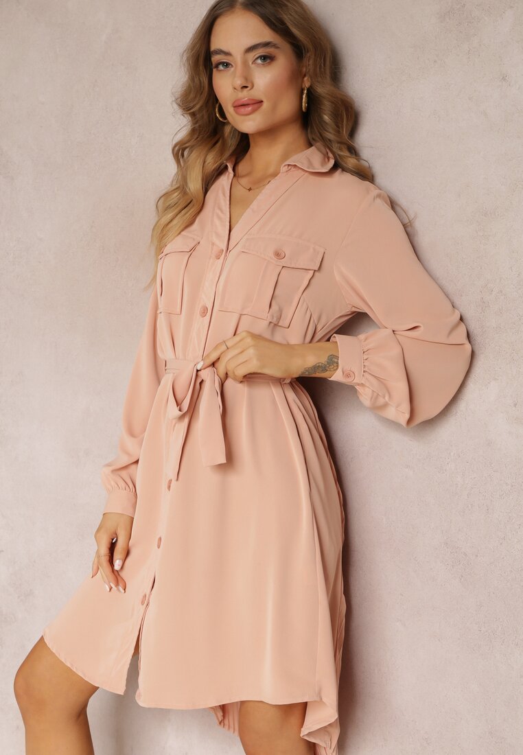 Rochie Cămașă Mini din Bumbac Zenata Roz