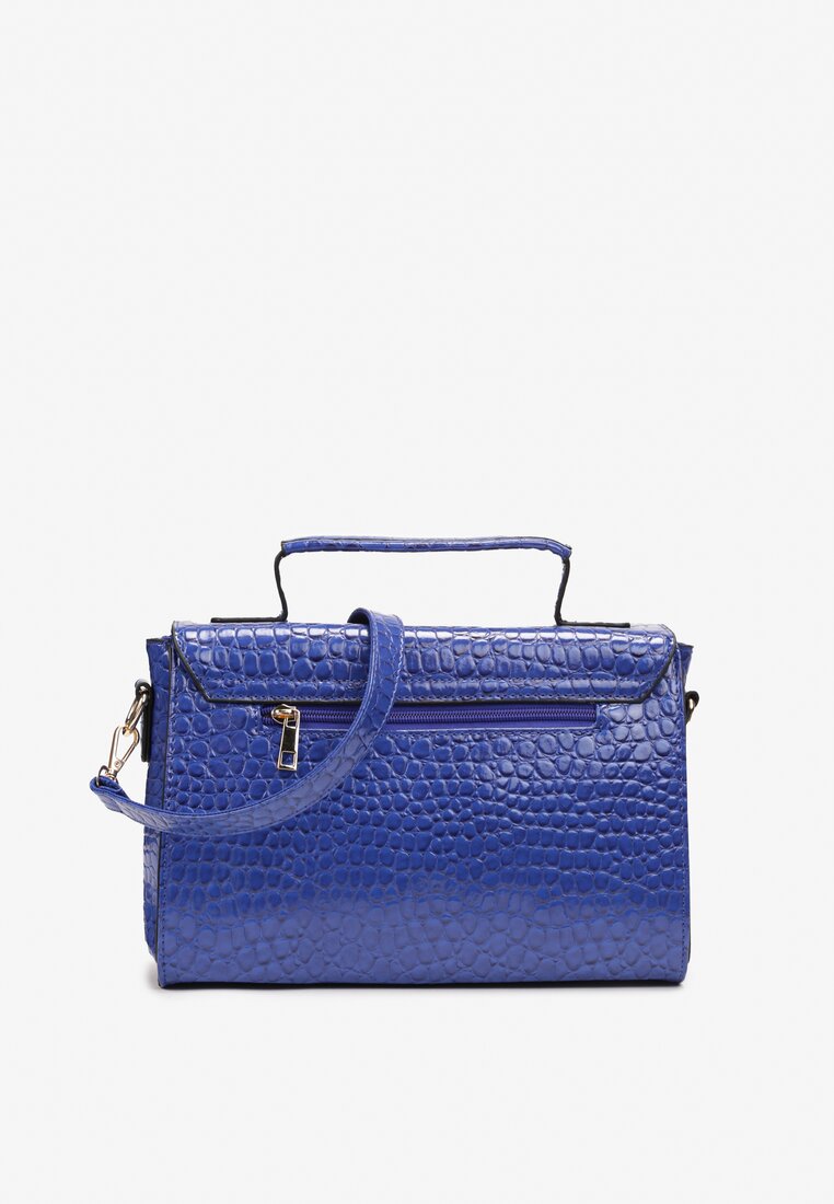 Niebieska Torebka z Tłoczeniem Skóry Krokodyla z Magnetyczną Klapą Olika