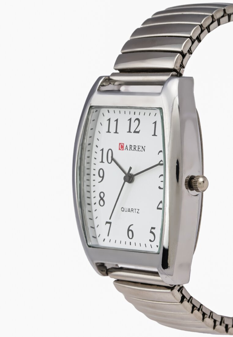 Srebrny Zegarek ze Wskazówkową Tarczą i Metalowym Paskiem Timeblink