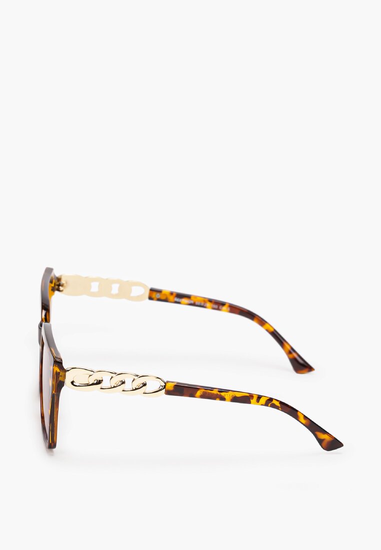 Brązowe Okulary Przeciwsłoneczne z Panterkę z Zausznikami z Ozdobną Wstawką Ryleegh