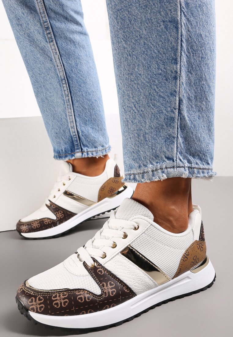 Sneakers Albi Imprimeu Înalți Odenia cu Talpă Groasă