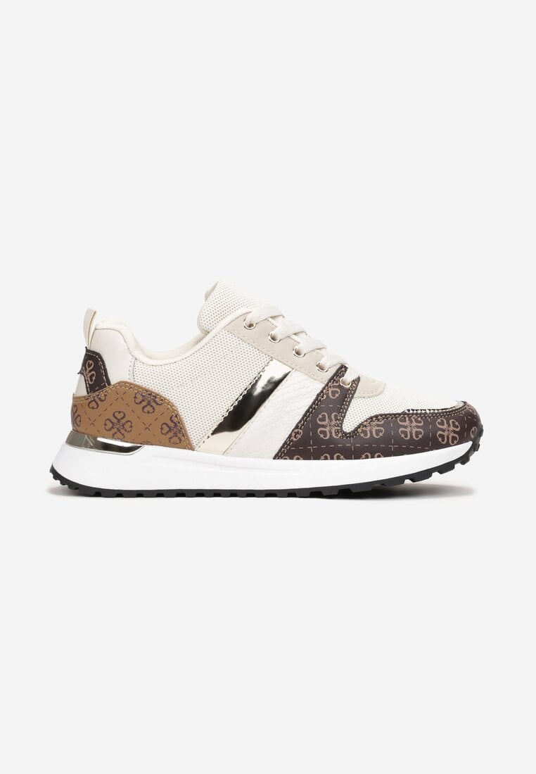 Sneakers Bej Imprimate Înalte Odenia cu Talpă Groasă