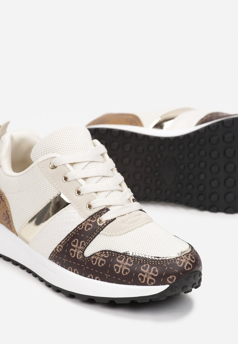 Sneakers Bej Imprimate Înalte Odenia cu Talpă Groasă