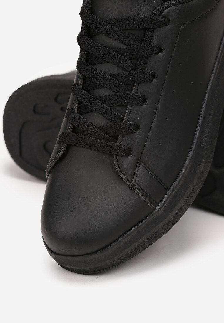 Czarno-Złote Klasyczne Sneakersy z Niską Cholewką Bibijane