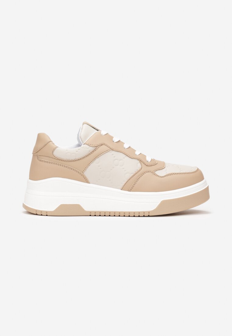 Sneakers Bej Închis cu Șireturi pe Talpă Groasă Ainne