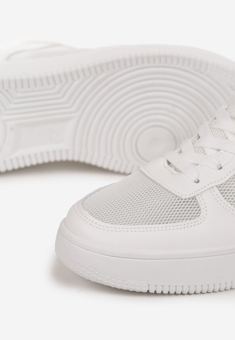 Białe Sneakersy przed Kostkę z Siateczkowymi Wstawkami Angelene