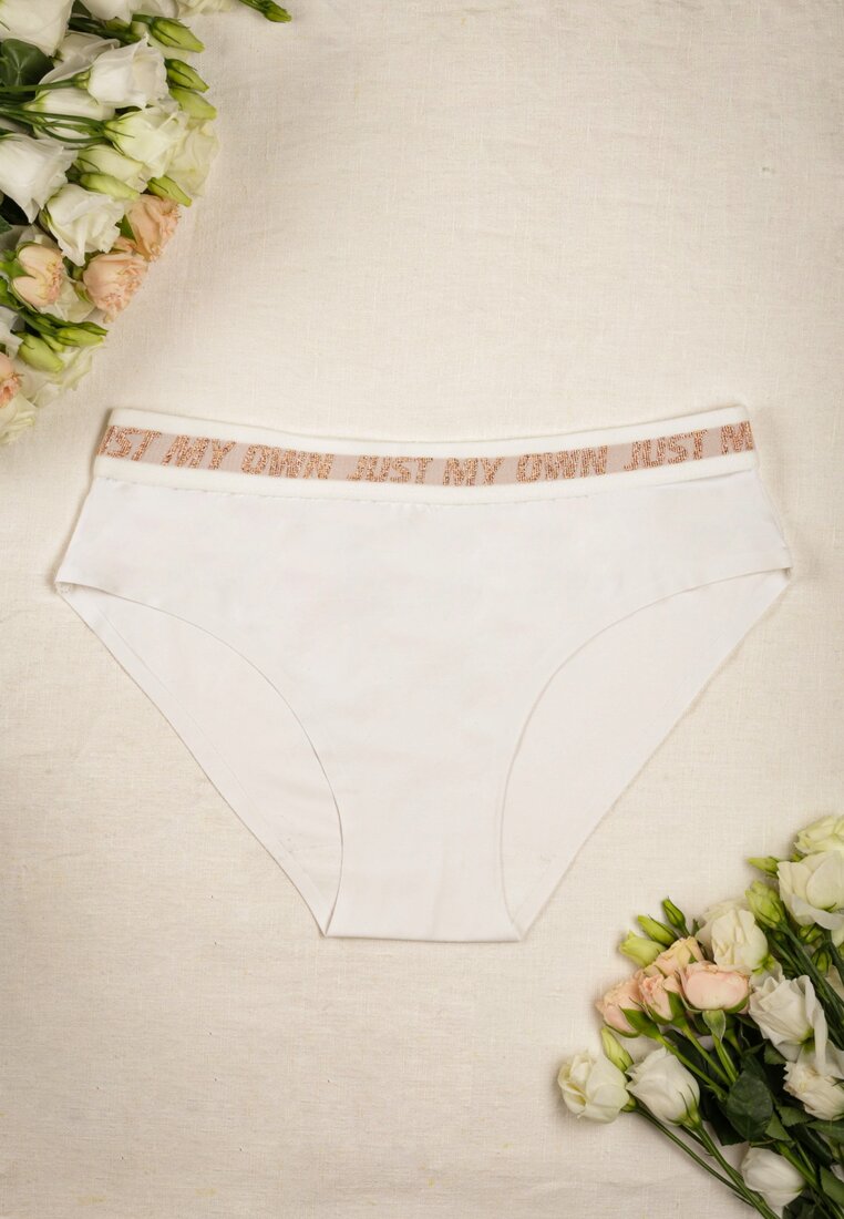 Białe Gładkie Majtki Figi z Szeroką Gumką Kamika