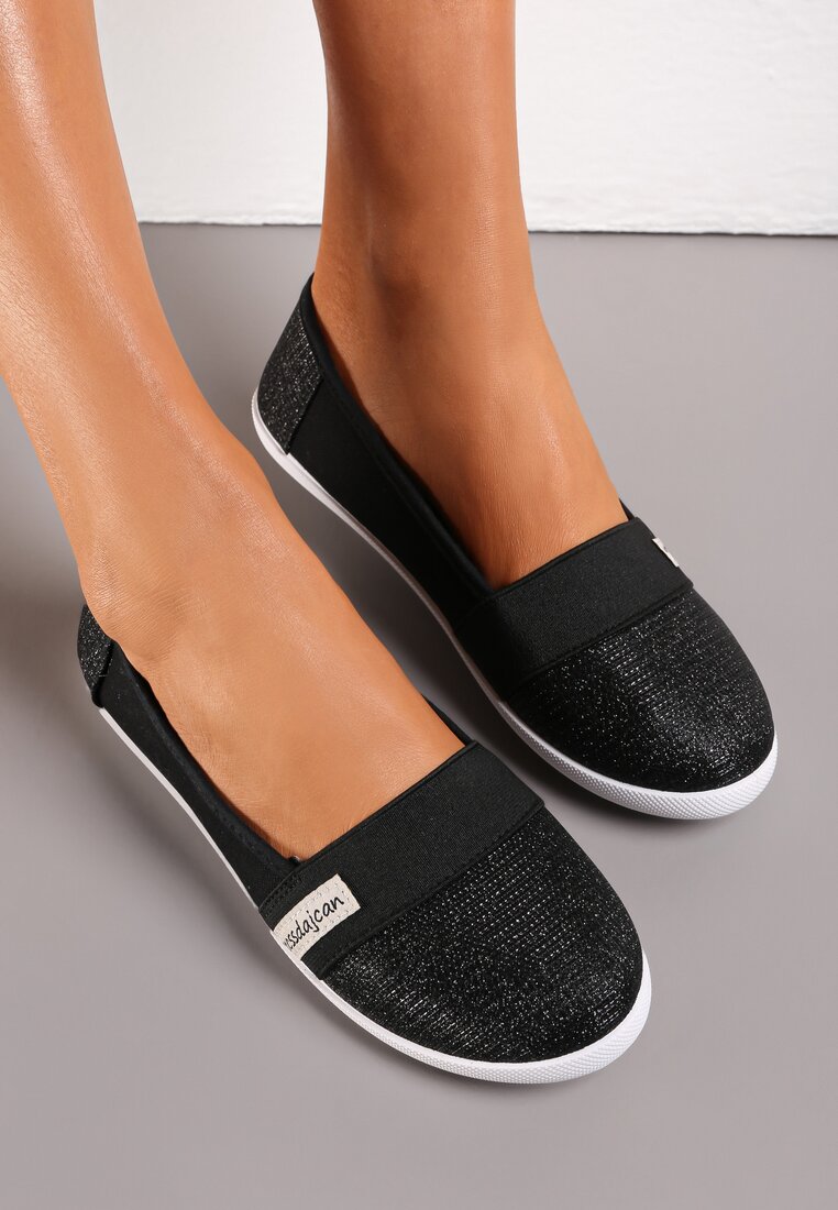 Tenisi Negri Slip-on Safeni cu Fir Strălucitor