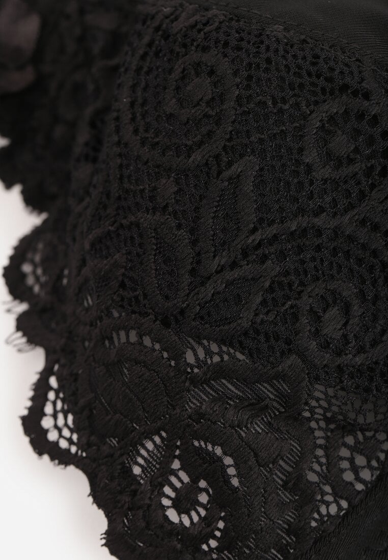 Czarny Klasyczny Biustonosz Ozdobiony Koronką Terisa