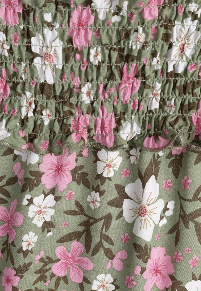 Set de Bumbac Verde 2 Piese cu Flori Malenis