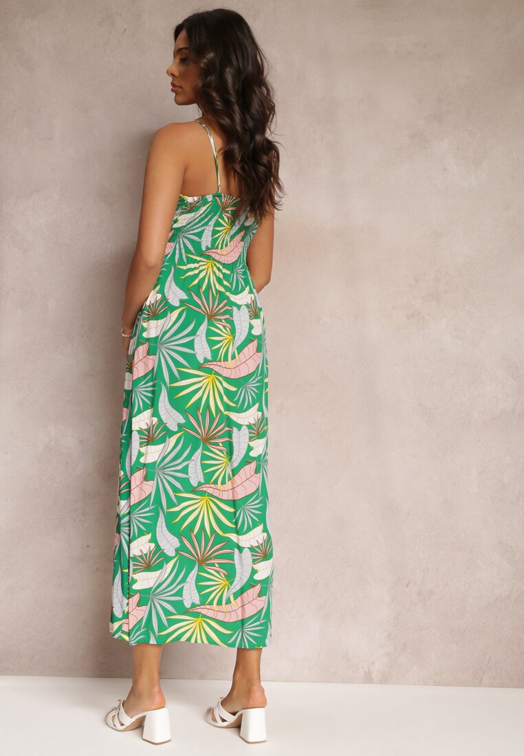 Rochie Verde Clos cu Bretele cu Elastic in Talie Laverni