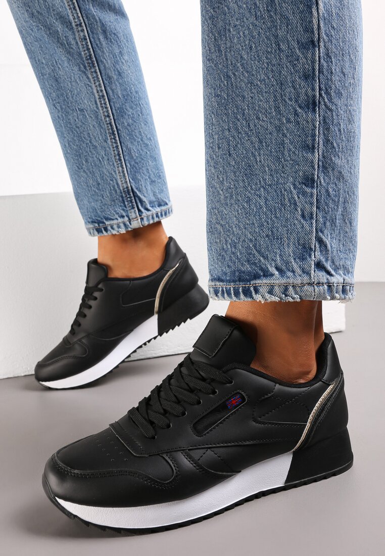 Sneakerși Negri până la Gleznă cu Talpă Groasă Caitlina