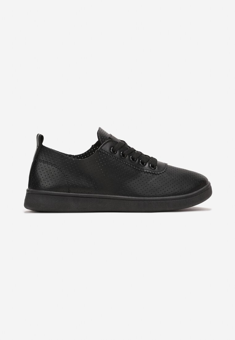 Pantofi sport negri cu șiret și perforații decorative Gemmania