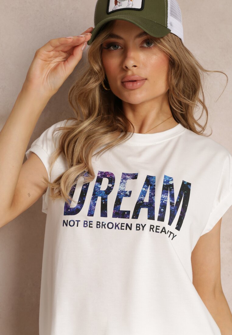 Biały 2-częściowy Komplet Dresowy z Szortami i T-shirtem Nariko