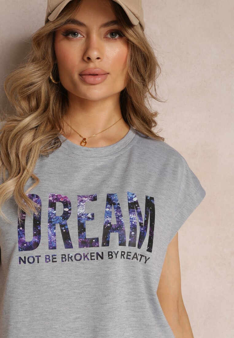 Szary 2-częściowy Komplet Dresowy z Szortami i T-shirtem Nariko