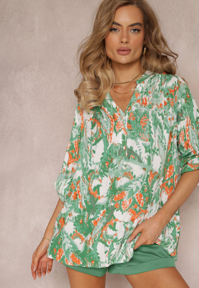 Zielona Rozszerzana Bluzka z Wiskozy Ariasa