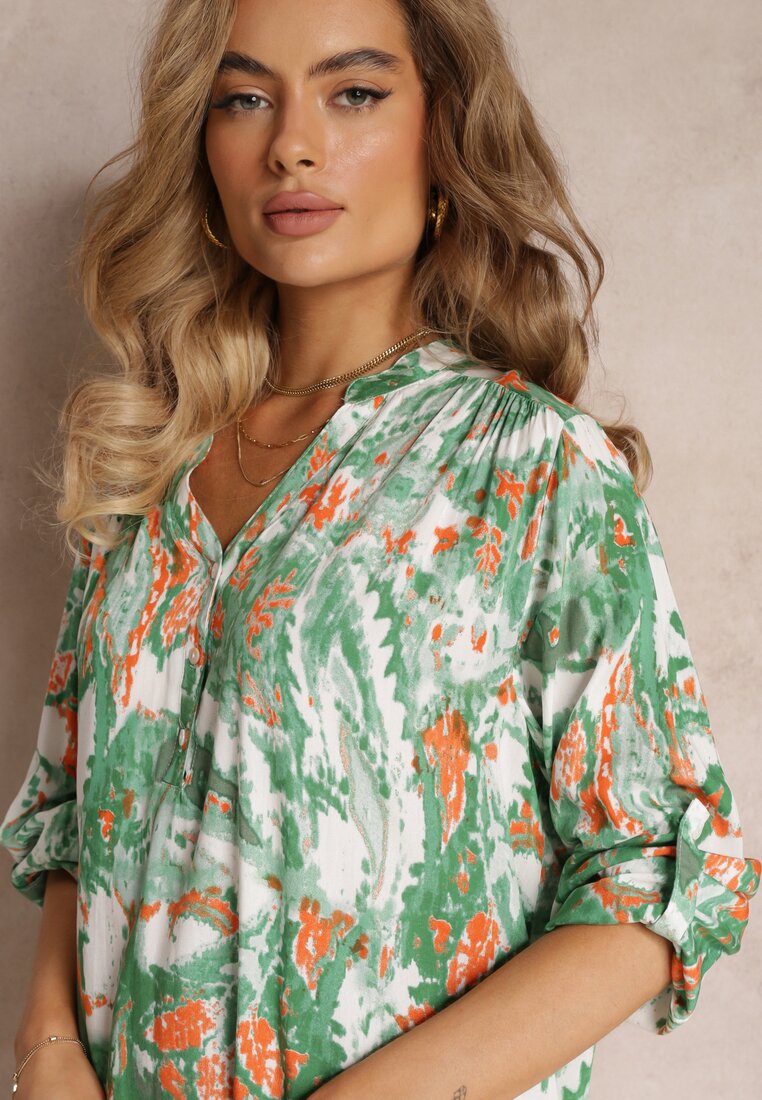 Zielona Rozszerzana Bluzka z Wiskozy Ariasa