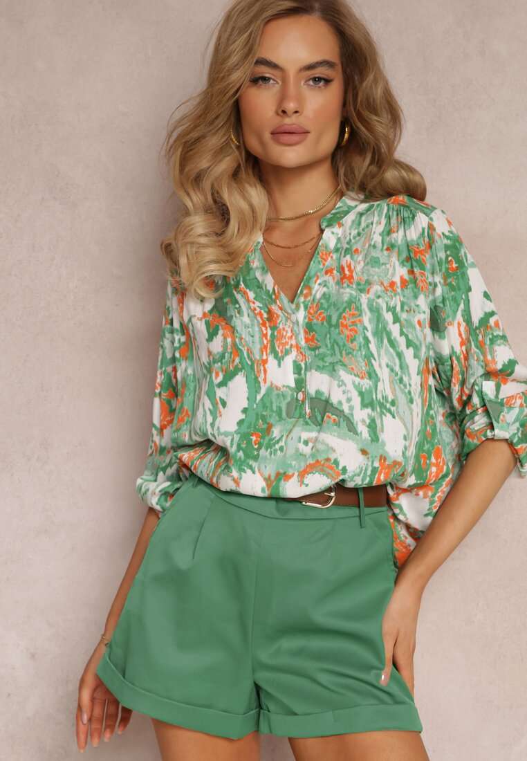 Zielona Rozszerzana Bluzka z Wiskozy Ariasa