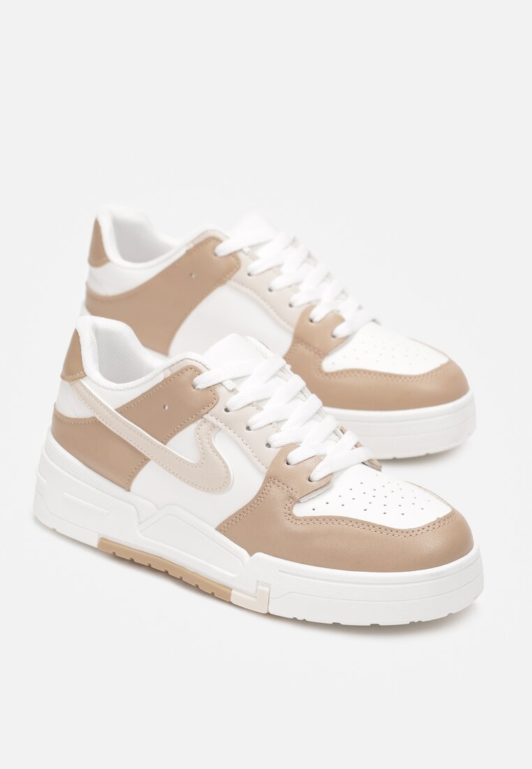 Ciemnobeżowe Sneakersy przed Kostkę na Platformie Elyminn
