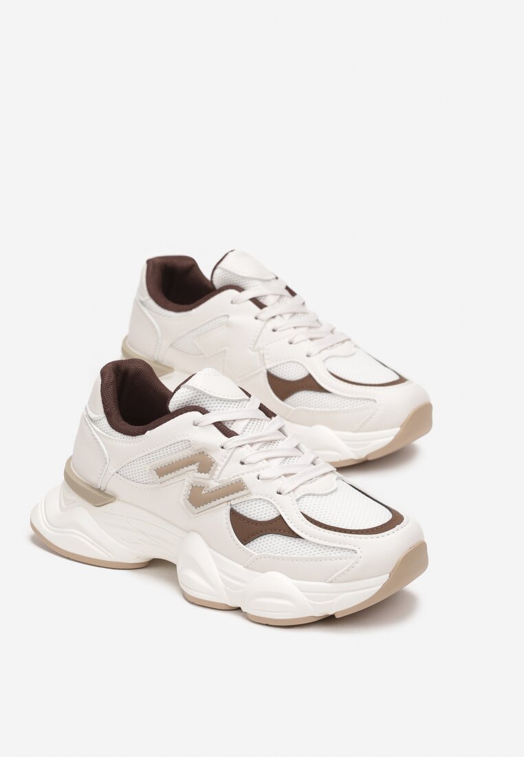 Białe Sneakersy przed Kostkę na Grubej Podeszwie Ahana
