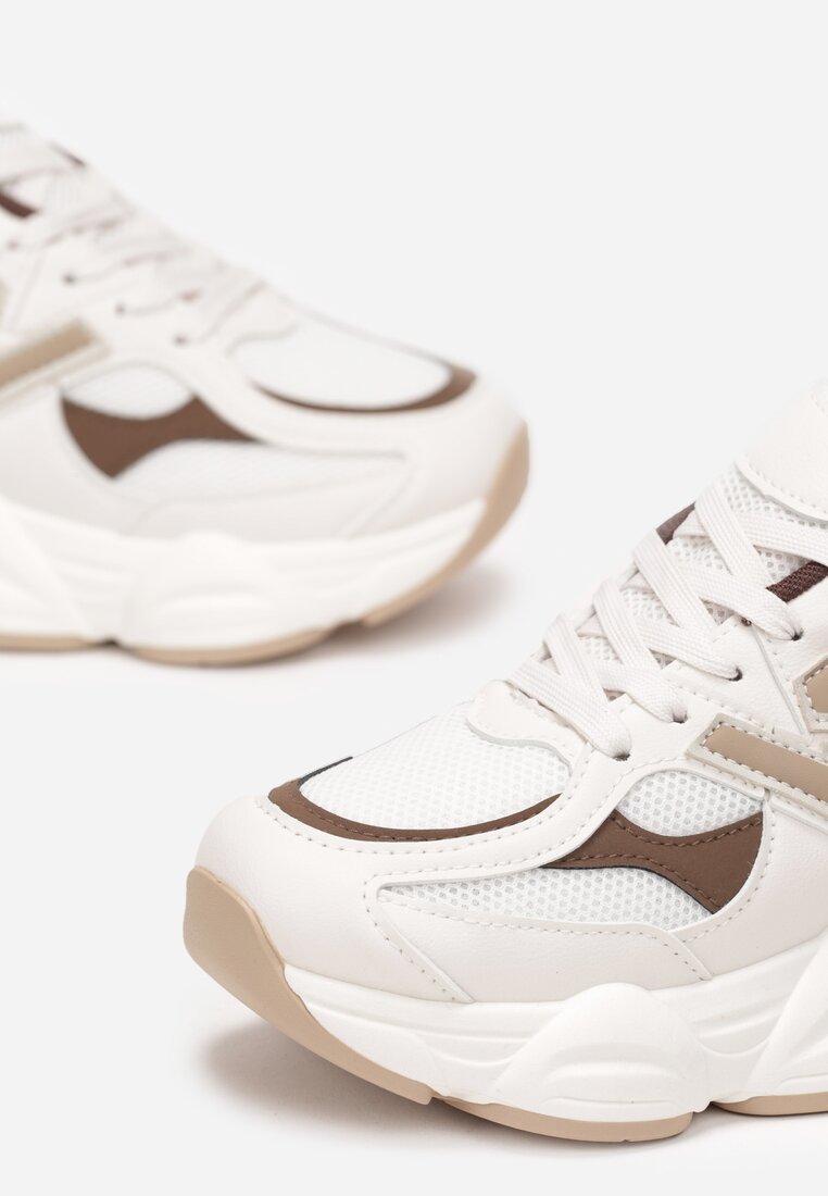 Białe Sneakersy przed Kostkę na Grubej Podeszwie Ahana