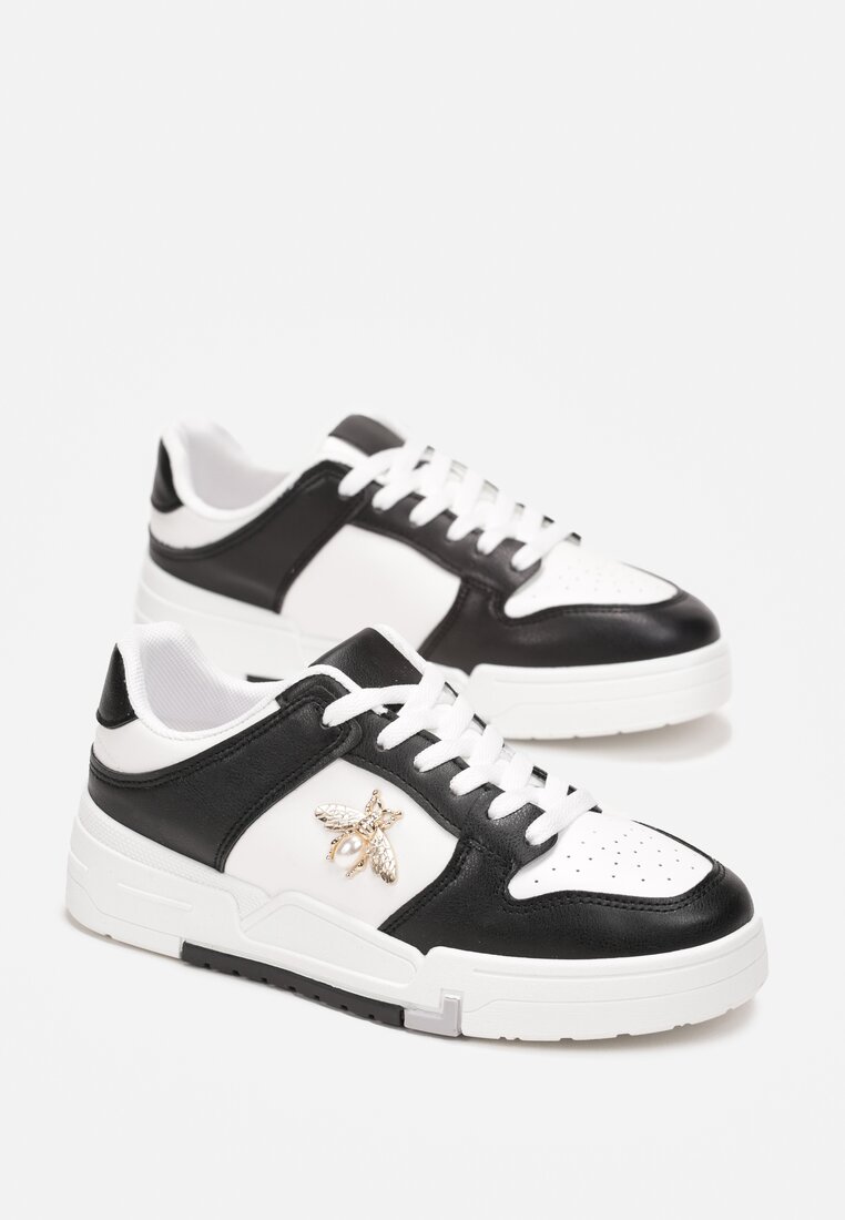 Sneakers Negri cu Brosă cu Perlă în Formă de Insectă Zuriana