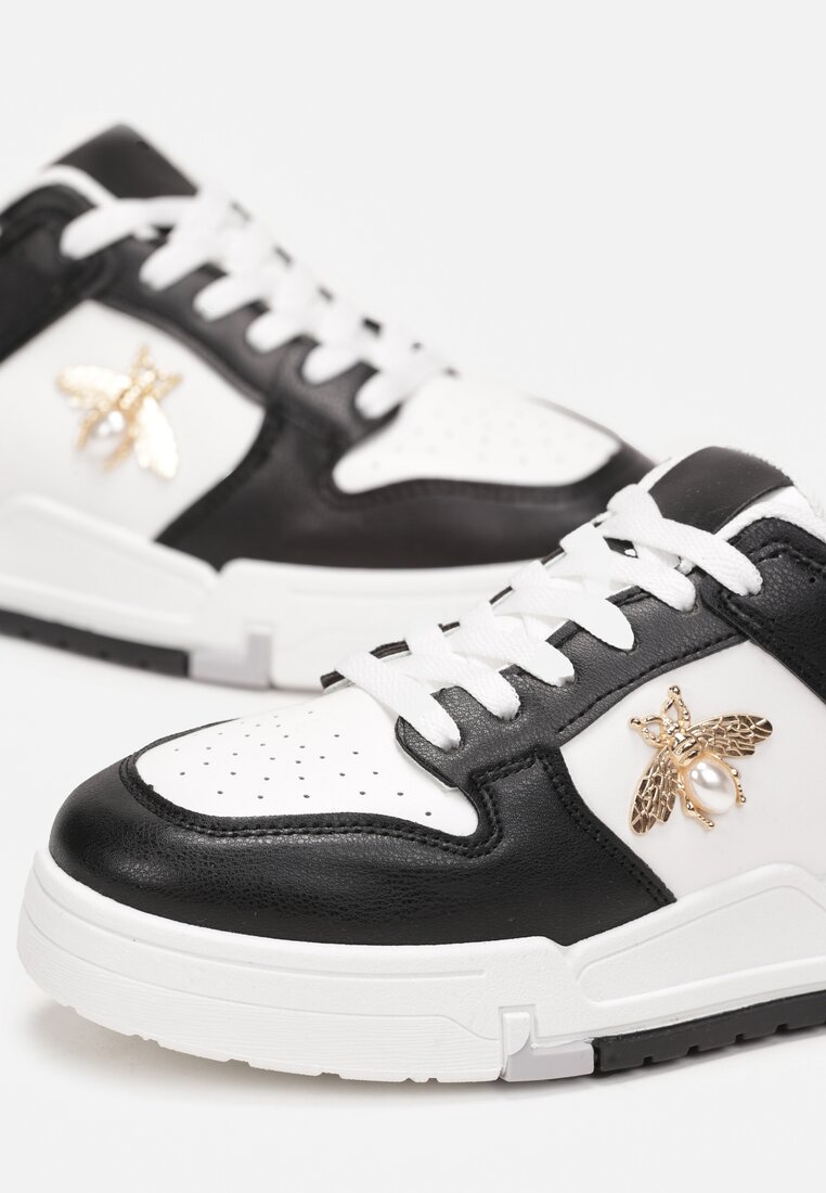 Sneakers Negri cu Brosă cu Perlă în Formă de Insectă Zuriana