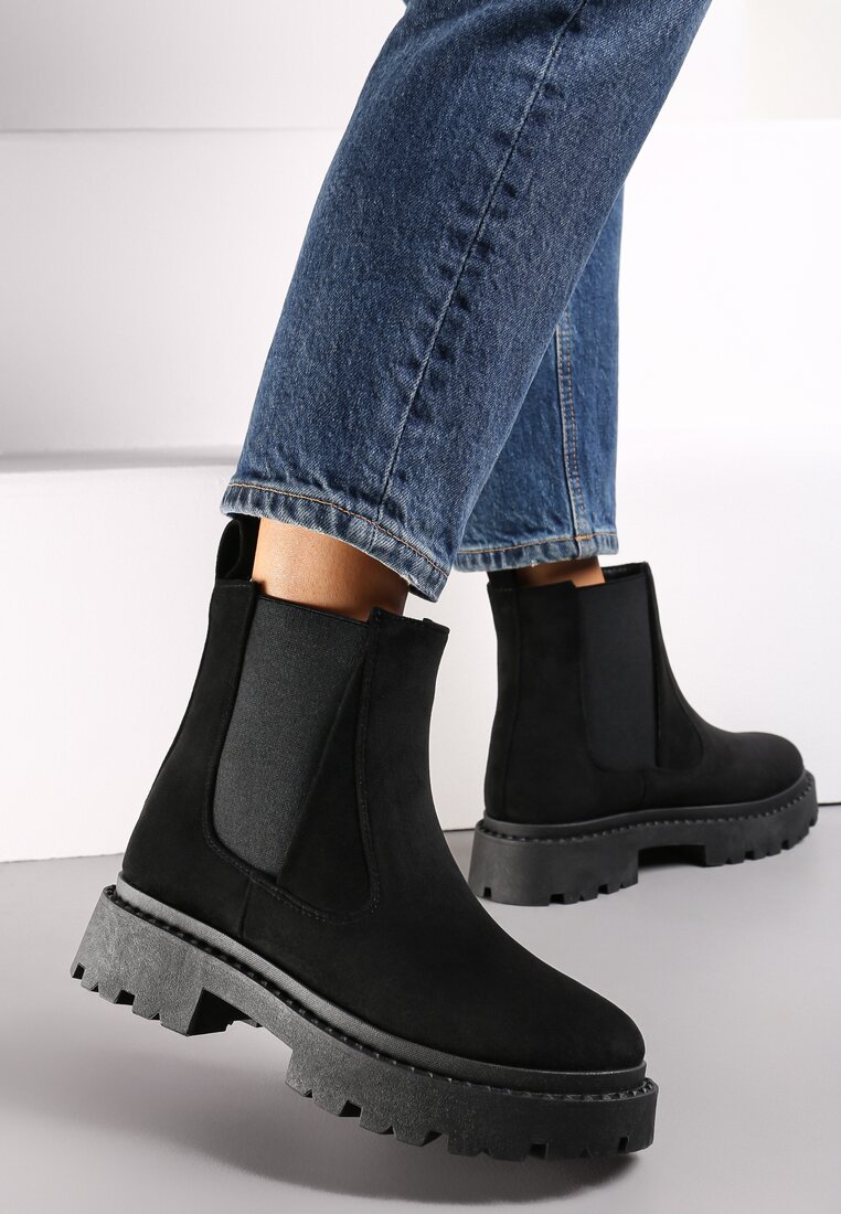 Botine negre cu talpa groasa Gosoga