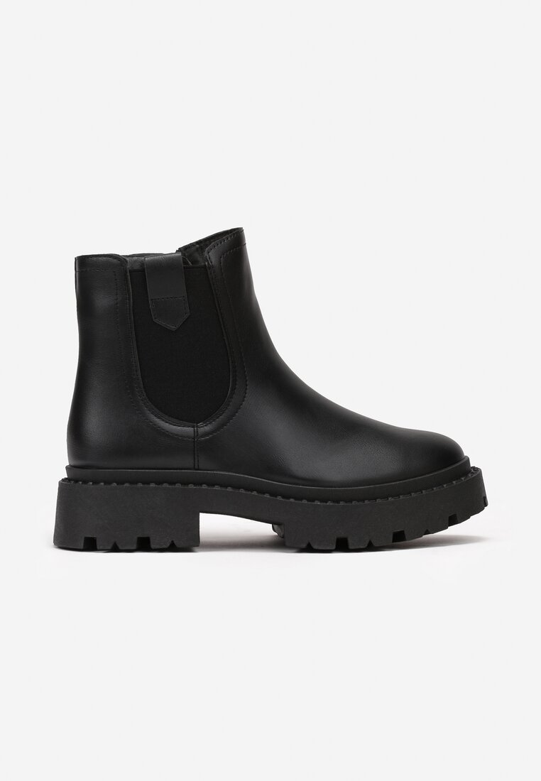Botine Negre Chelsea pe Talpă Groasă Liraelia