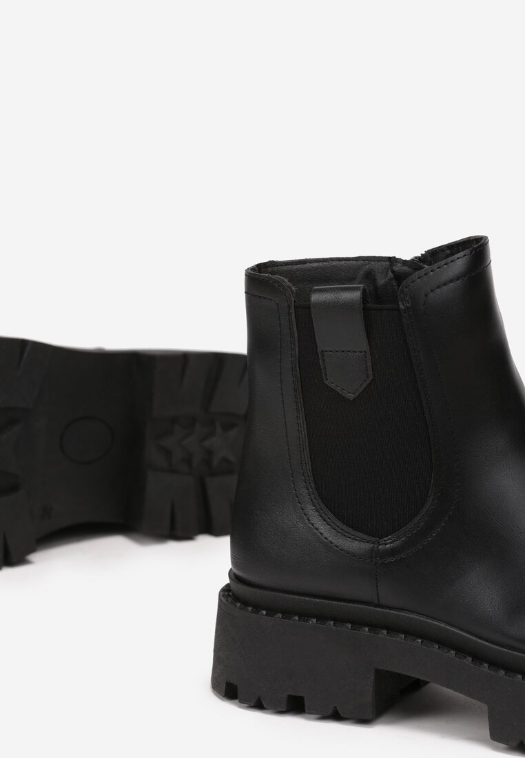 Botine Negre Chelsea pe Talpă Groasă Liraelia