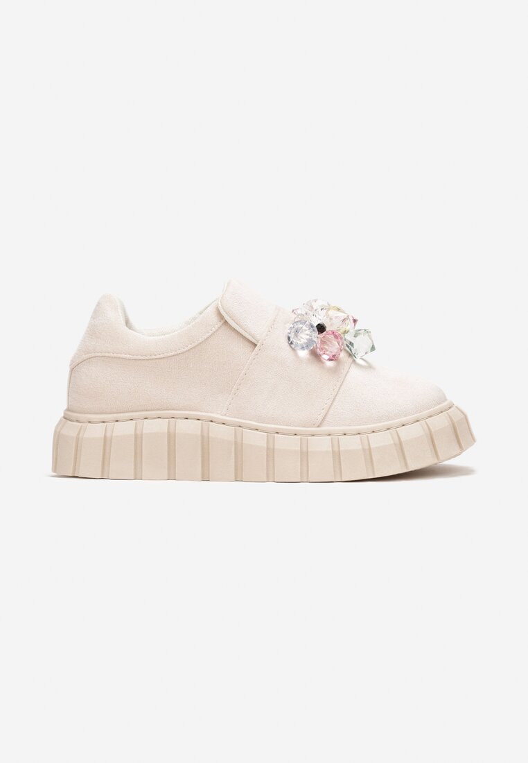 Sneakers bej pe platformă cu cristale Alexelina