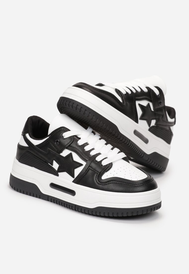 Czarne Sneakersy przed Kostkę na Grubej Podeszwie Zhevnel