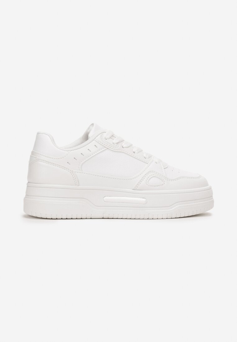 Białe Sneakersy na Grubej Podeszwie z Przeszyciami Utire