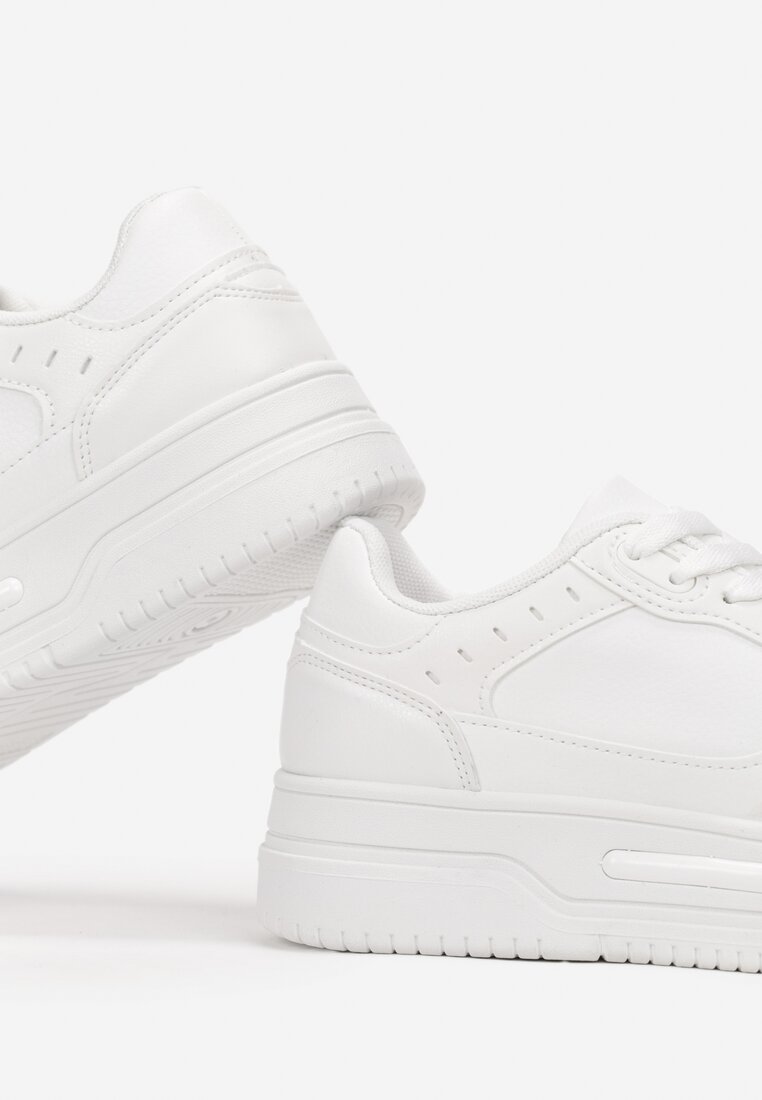 Białe Sneakersy na Grubej Podeszwie z Przeszyciami Utire