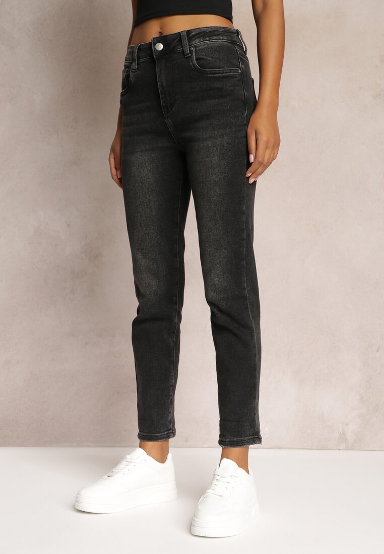 Czarne Jeansy Regular High Waist Kenslee