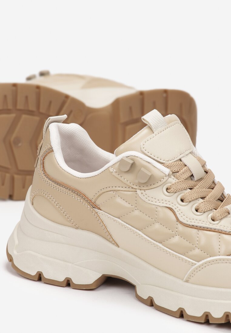 Sneakers Bej Închis Cu Matlasare Pe Talpă Groasă Britten
