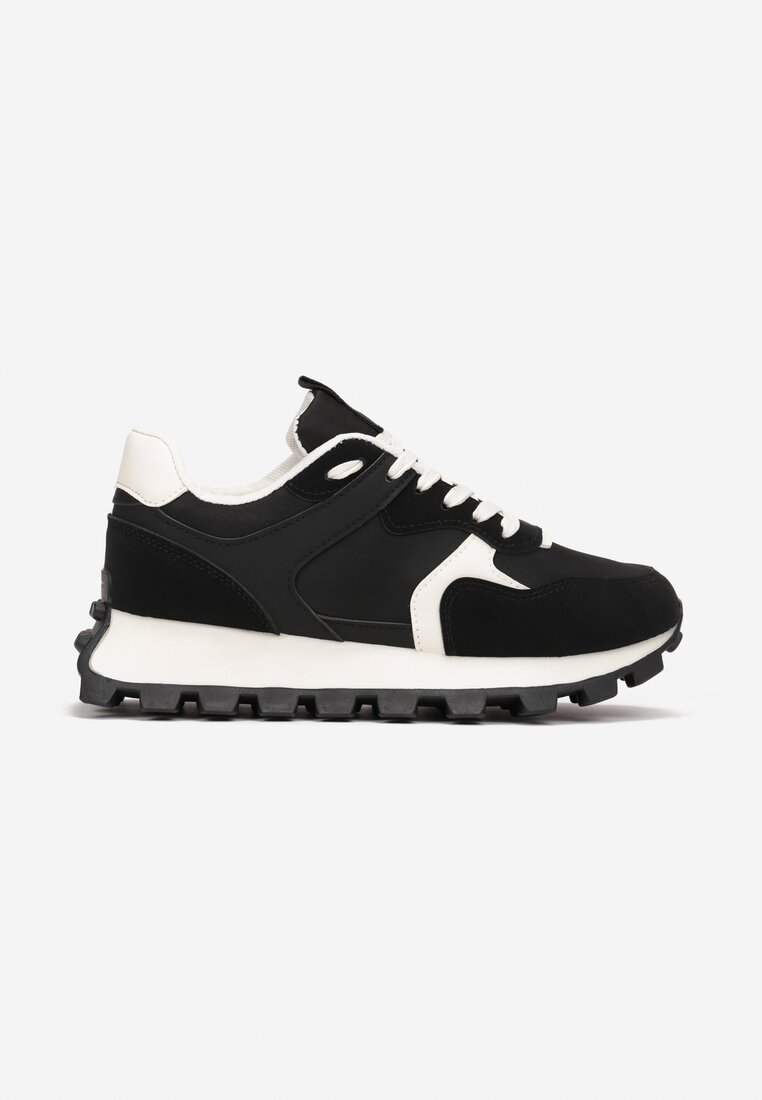 Czarne Sneakersy przed Kostkę na Grubej Podeszwie Erianeh