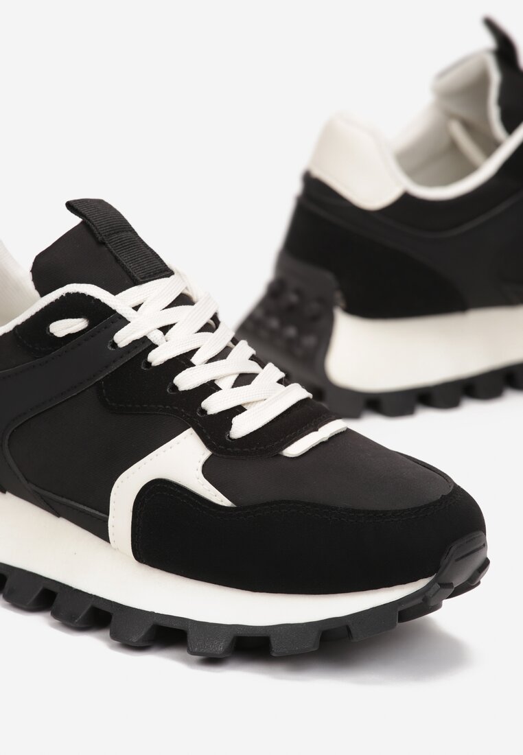 Czarne Sneakersy przed Kostkę na Grubej Podeszwie Erianeh