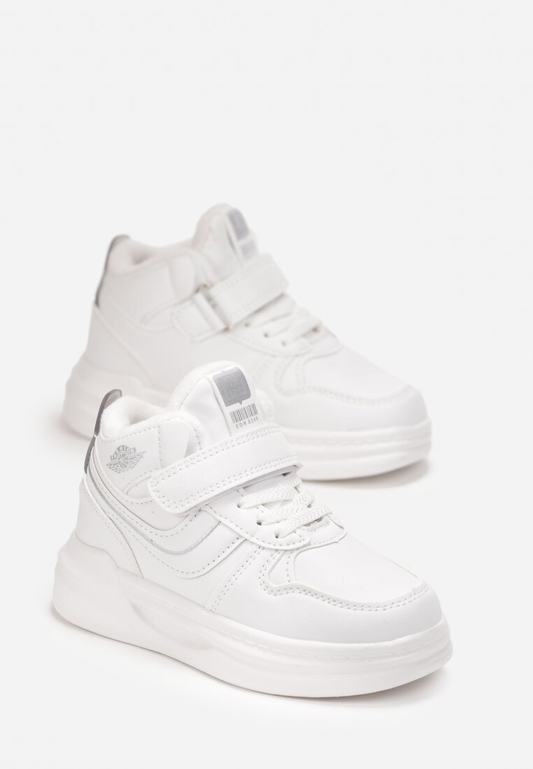 Białe Płaskie Buty Sportowe Sneakersy ze Sznurowaniem i Skórzaną Wkładką Pezirae