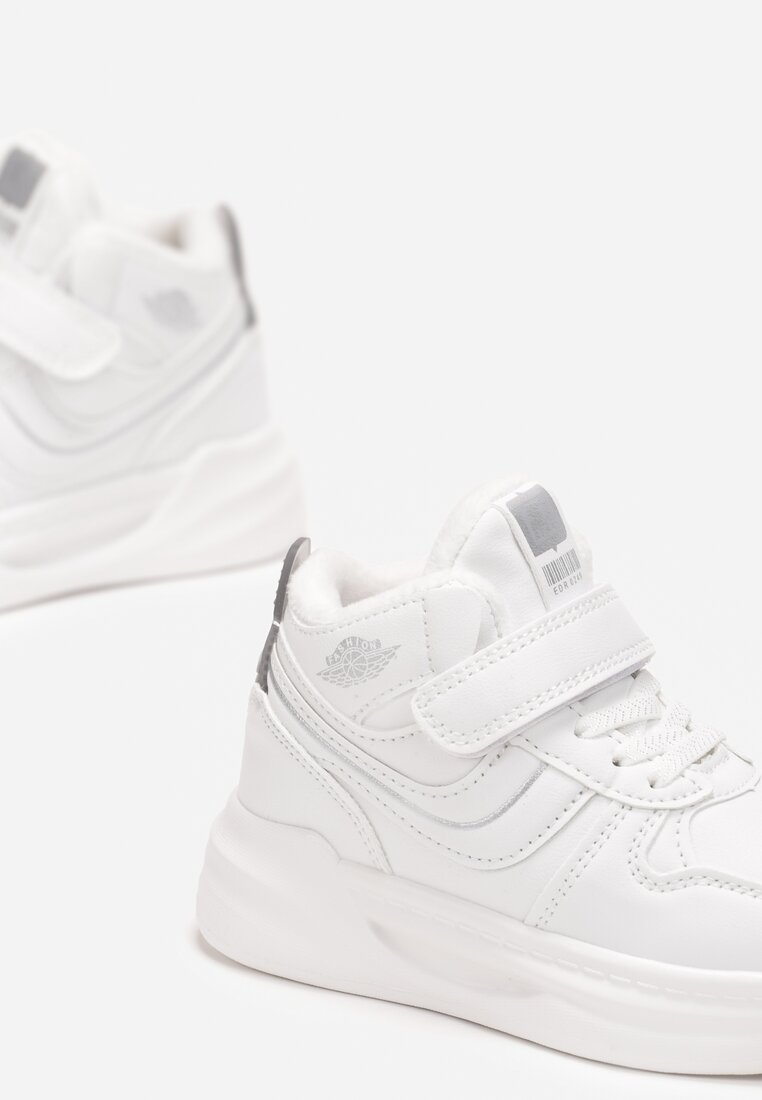 Białe Płaskie Buty Sportowe Sneakersy ze Sznurowaniem i Skórzaną Wkładką Pezirae